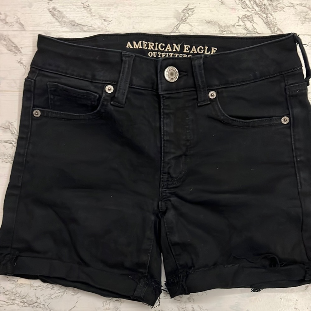 american eagle black jean short stretchy